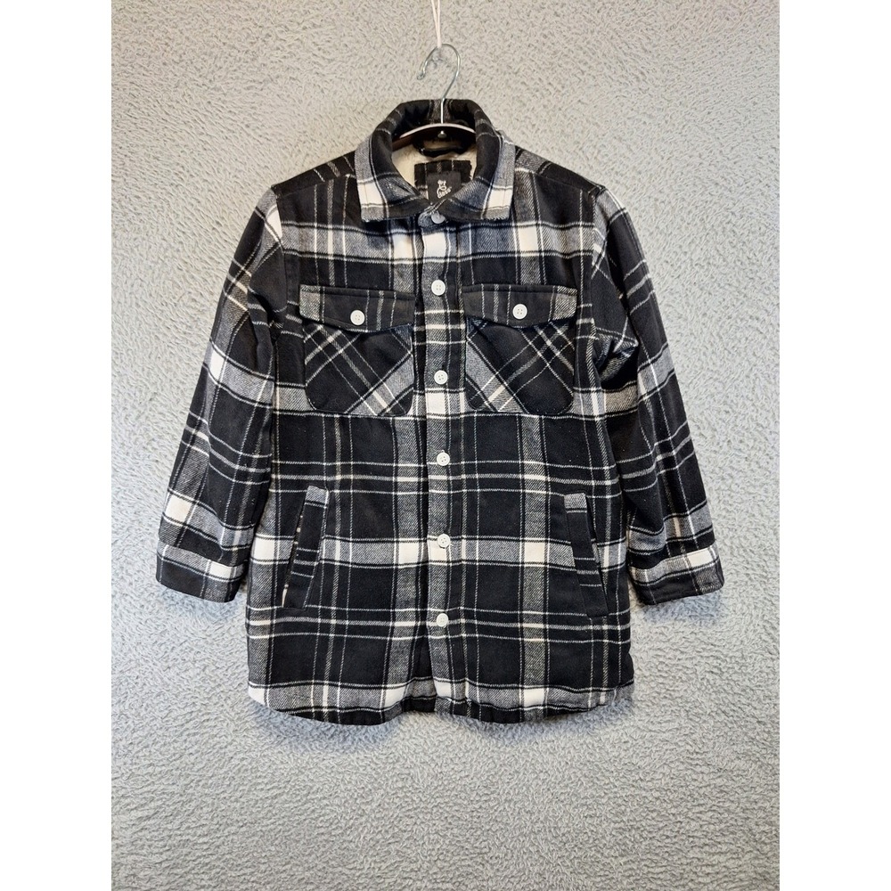 Art Class Shacket Boys S Black White Plaid Lined Flannel Shirt Jacket Cozy
